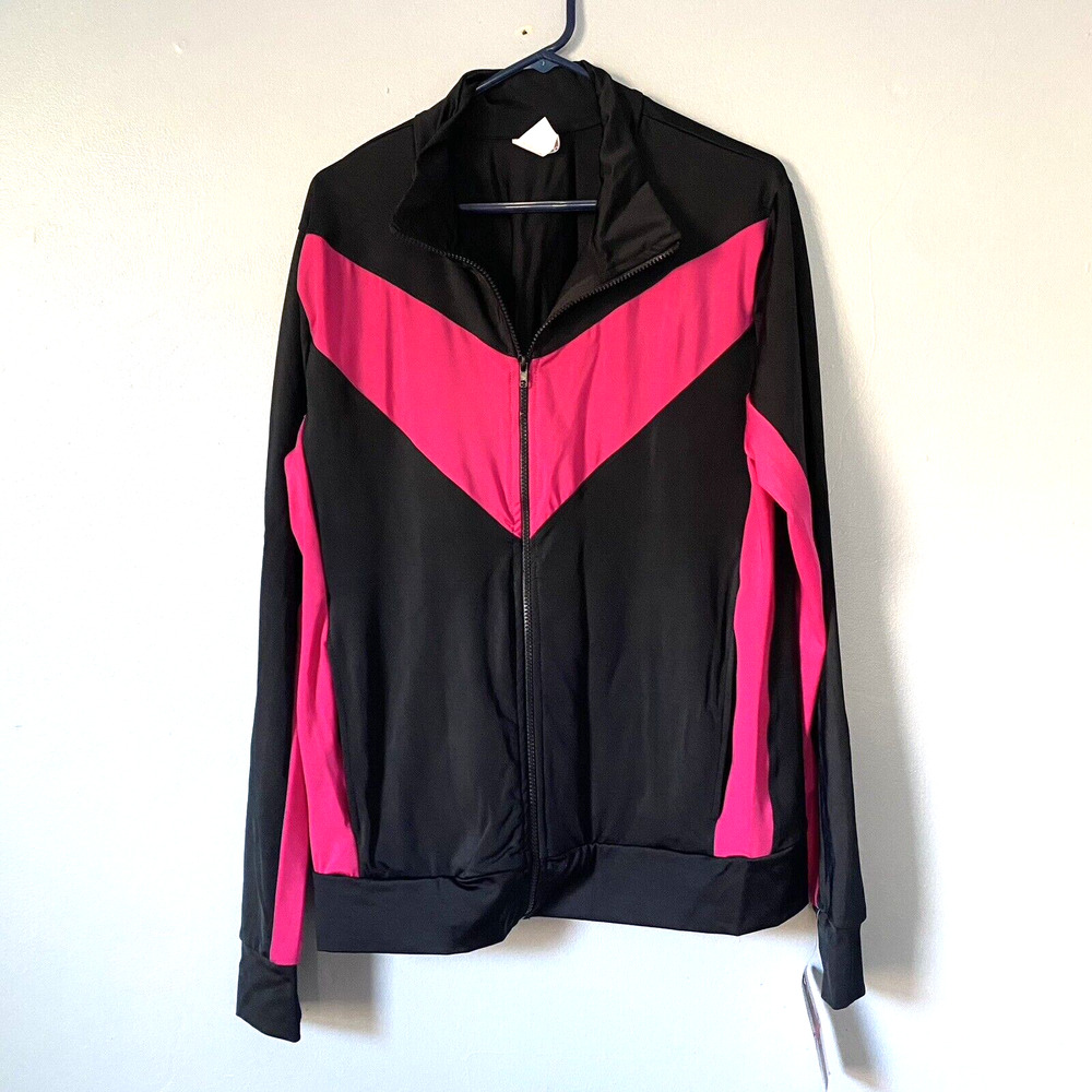 Instant Figure Track Jacket Size 2XL Black Pink Shaping Full Zip Retro USA NEW